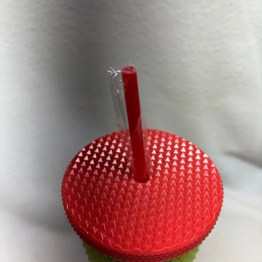 Grinch Studded Tumbler Reusable Cup with‎ Lid and Straw Christmas Holiday Gift